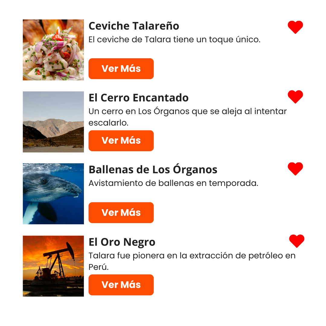 Captura de la sección Favoritos en la app Vive Talara